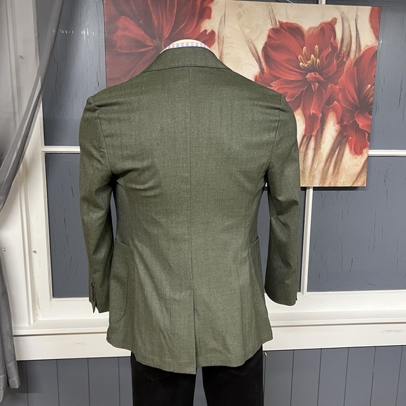 Banana Republic Blazer Mens 38S Short Slim Fit Polyester Blend Stretch Green - Picture 3 of 13